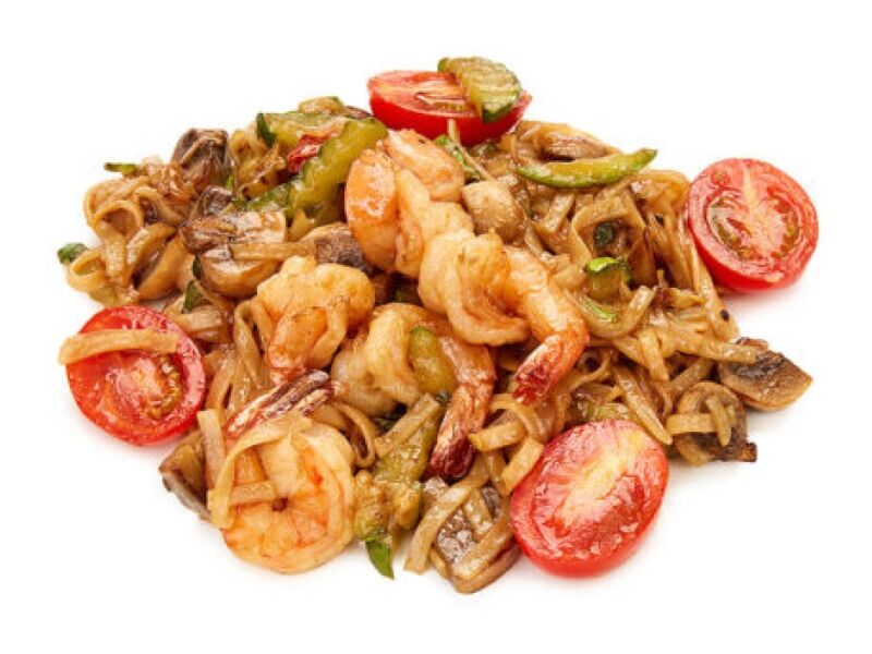 Wok с тигровой креветкой
